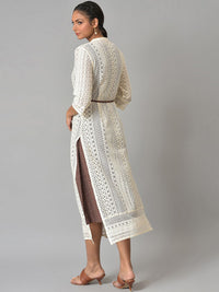 W Women Geometric Printed Cotton Kurta