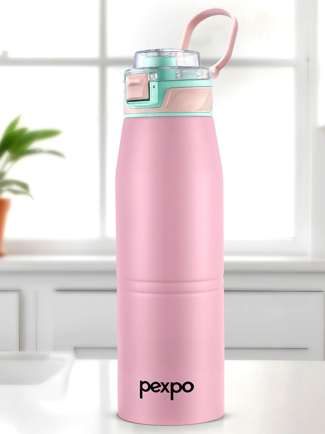 Pexpo Pink & Green Try Ply Stainless Steel Double Wall Vacuum Water Bottle 940ml