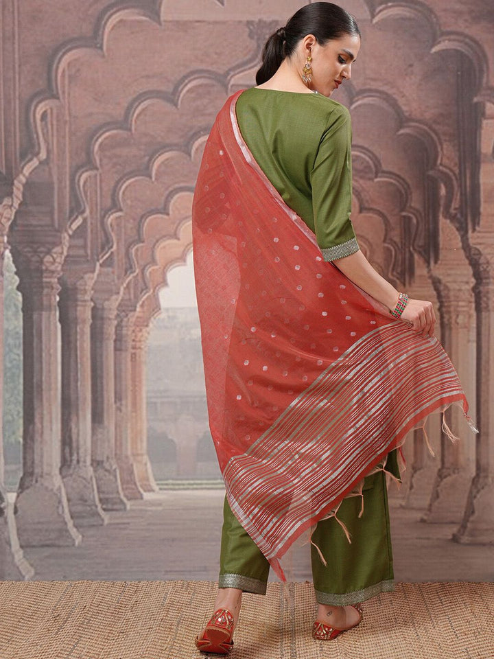 Vishudh Green Ethnic Motifs Printed Kurta with Palazzo & Dupatta