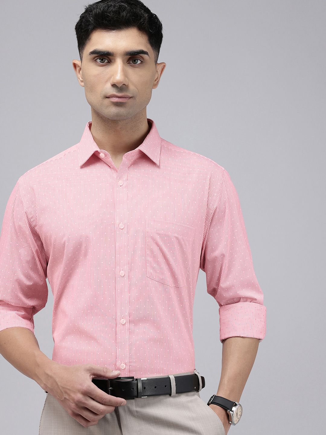 Park Avenue Pure Cotton Slim Fit Striped Formal Shirt