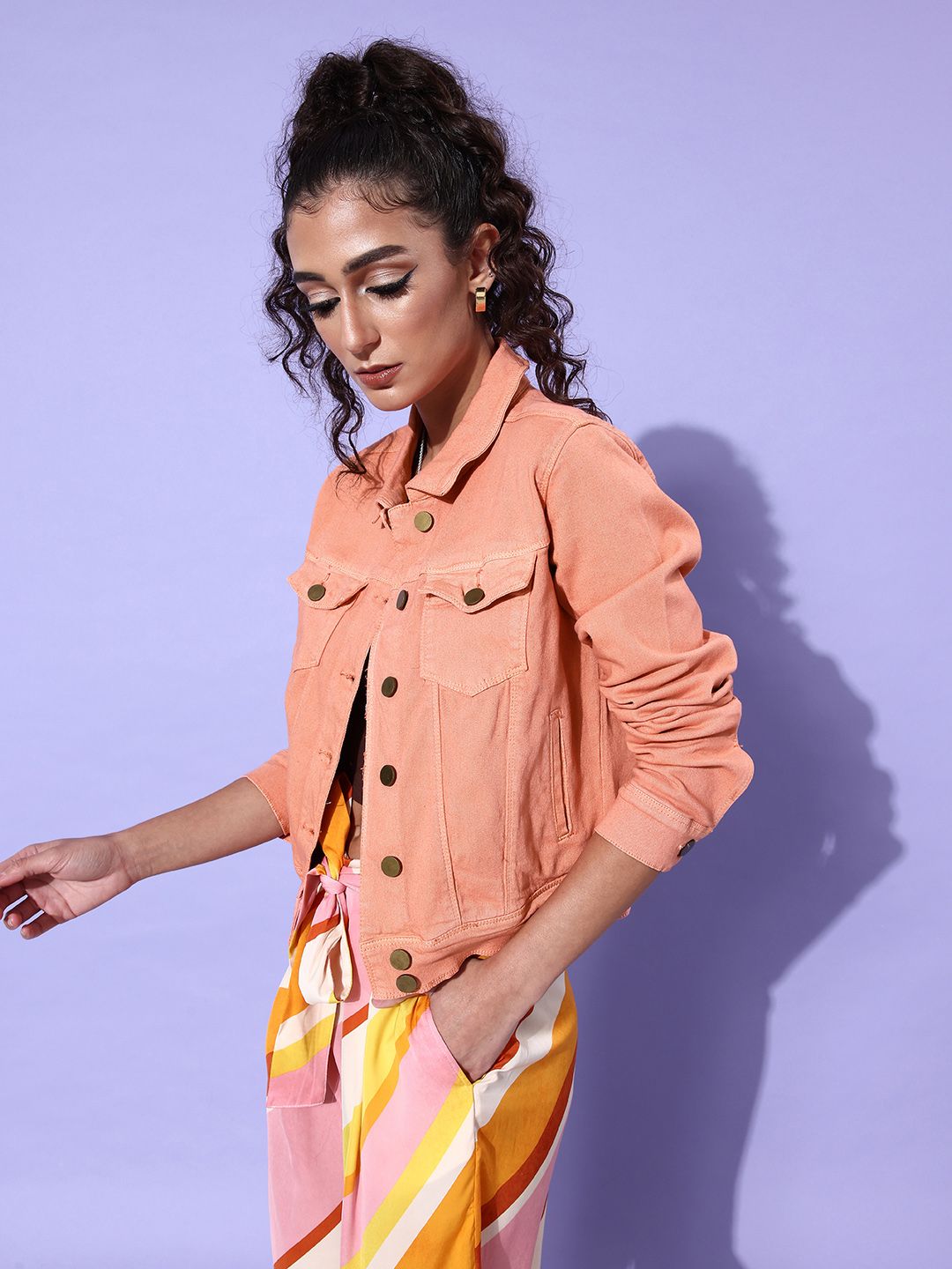 DressBerry Solid Pure Cotton Casual Denim Jacket