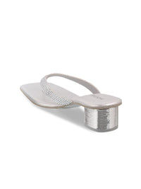 Mochi Women Silver-Toned Embellished Block Heels