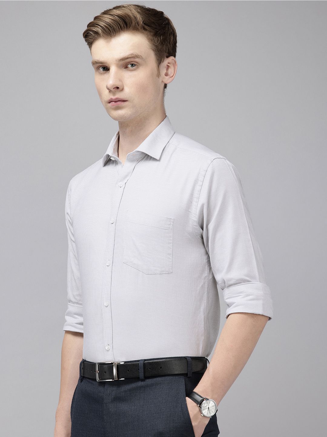 Park Avenue Slim Fit Micro Checked Pure Cotton Formal Shirt