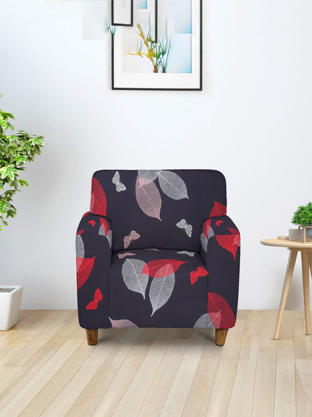 Cortina Black & Red Quirky Printed 1 Seater Sofa Cover