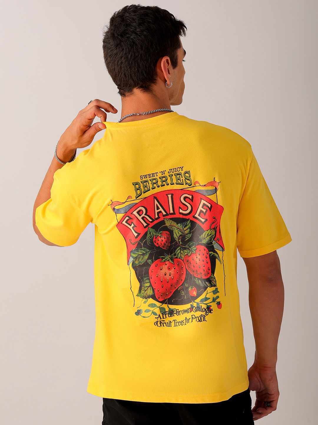 The Indian Garage Co Men Back Printed Boxy Oversized Round Neck T-shirt