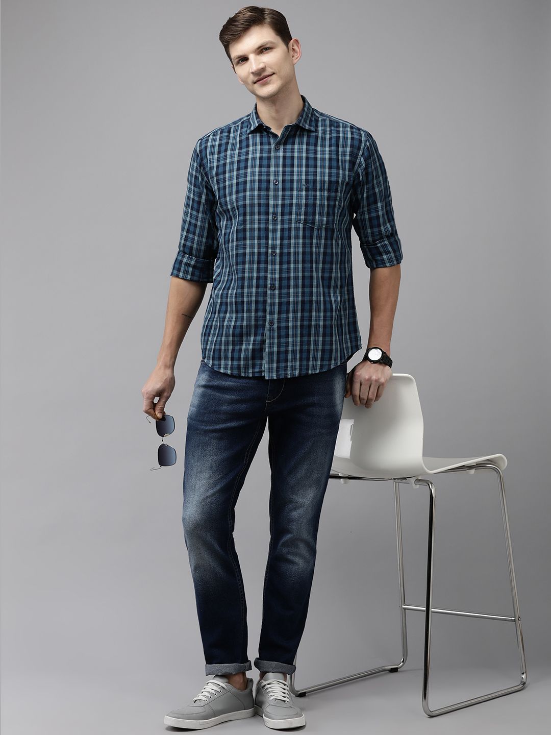 Park Avenue Slim Fit Checked Pure Cotton Casual Shirt