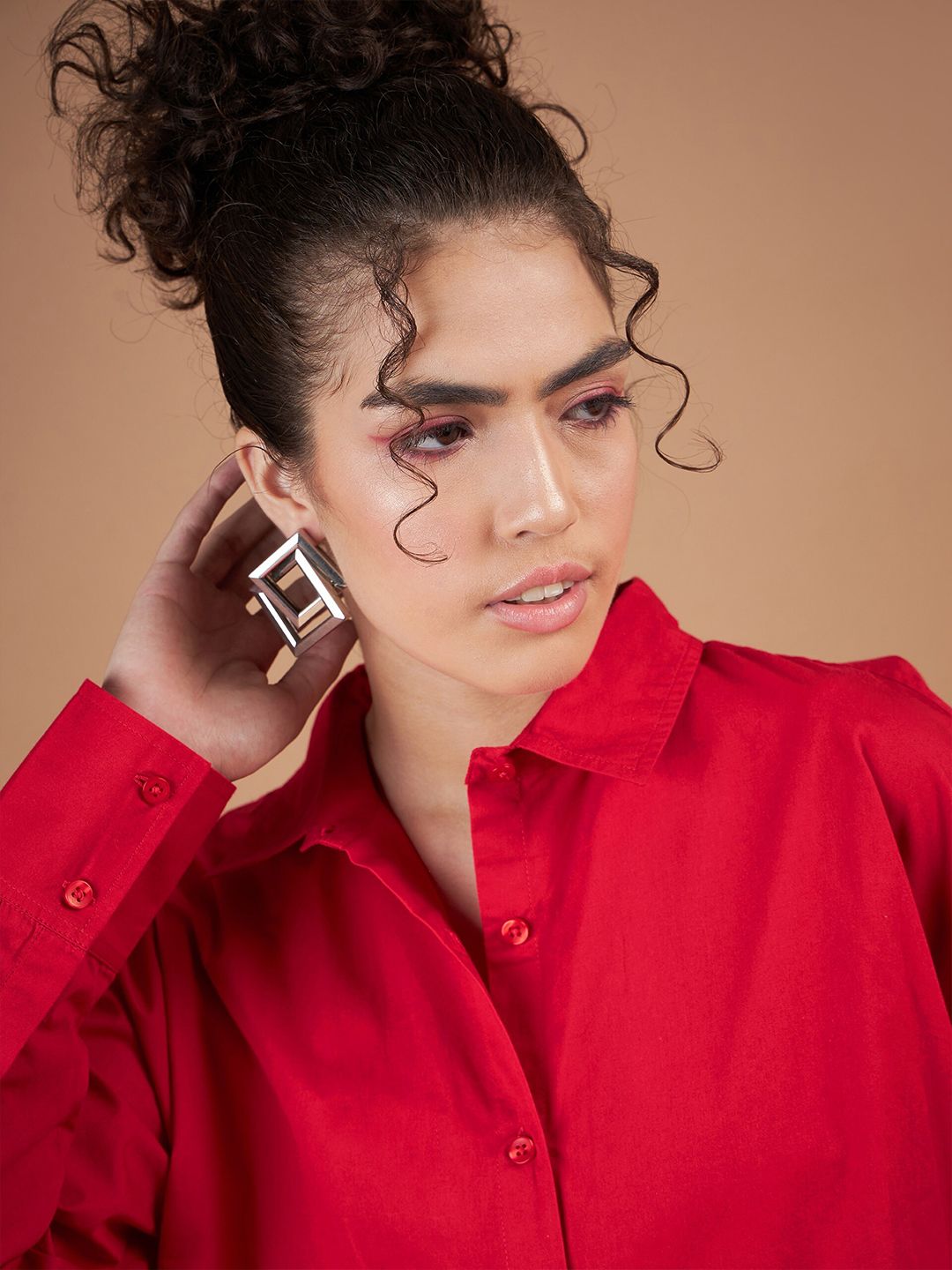 SASSAFRAS Red Oversized Pure Cotton Casual Shirt