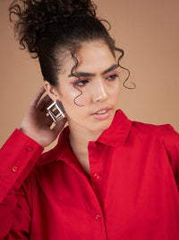 SASSAFRAS Red Oversized Pure Cotton Casual Shirt