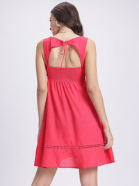 DressBerry Smock & Sweet Lace Insert Tie-Up Back A-Line Dress