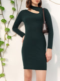 DressBerry Soft Edge Asymmetric Neck Sheath Mini Dress