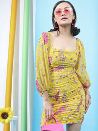Tokyo Talkies Women Floral Printed Mini Bodycon Dress