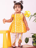 VASTRAMAY Girls Floral Printed Regular Pure Cotton Kurta with Dhoti Pant