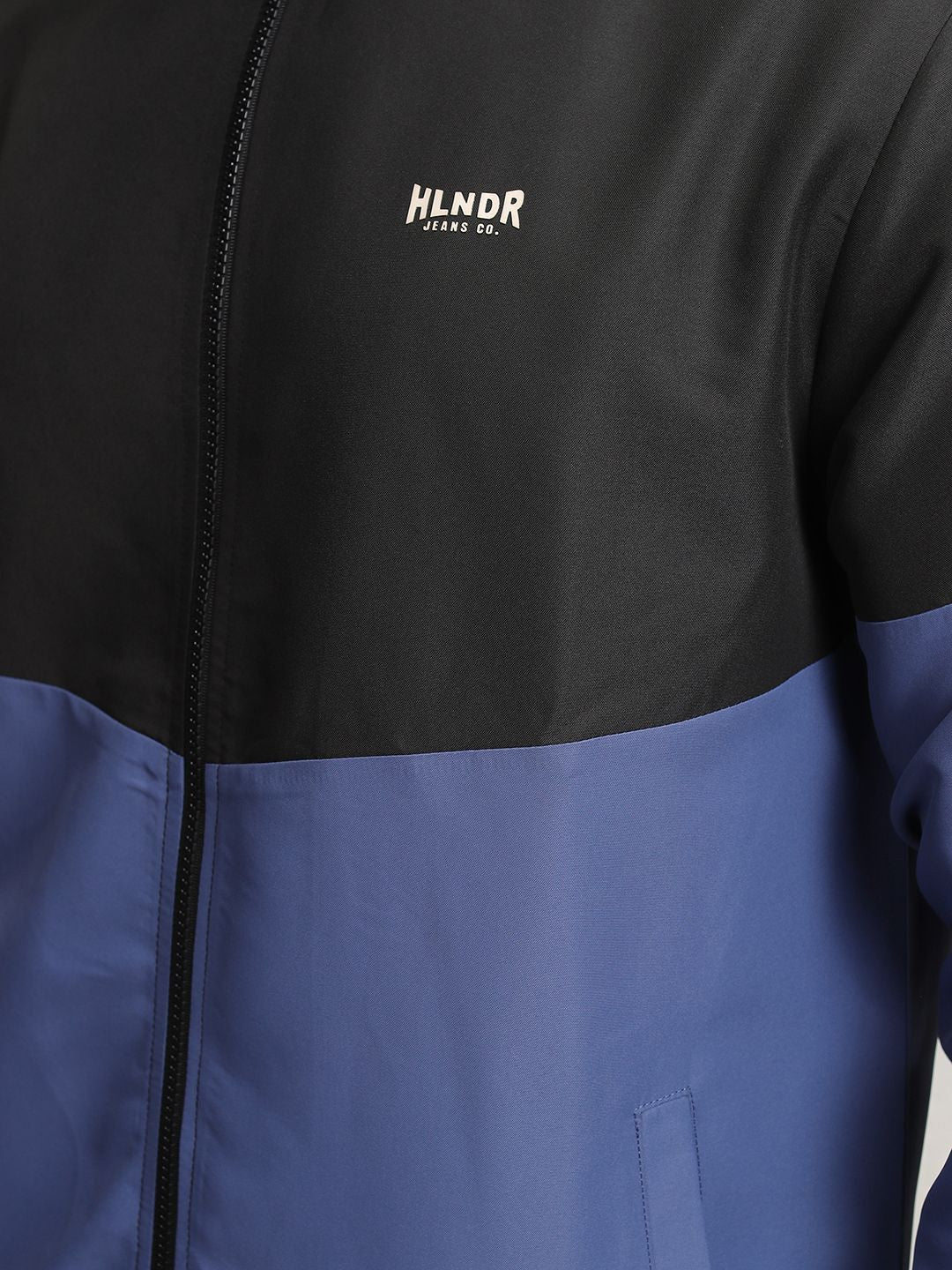 HIGHLANDER Men Colourblocked Crop Bomber with Embroidered Jacket