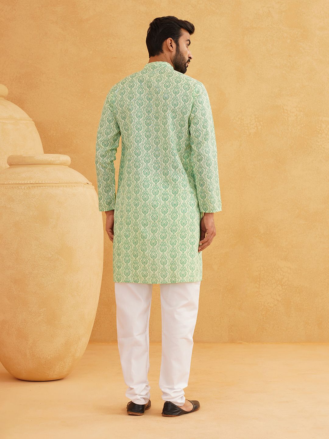 SOJANYA Motif Etnik Printed Cotton Silk Kurta