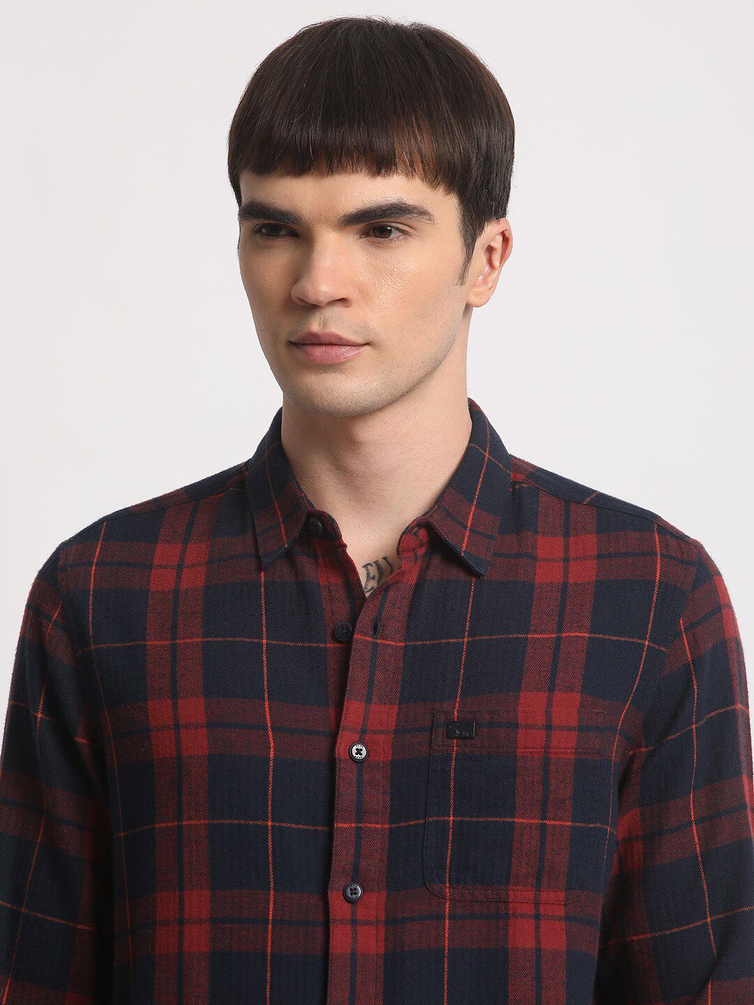 THE BEAR HOUSE Slim Fit Tartan Checked Cotton Casual Shirt