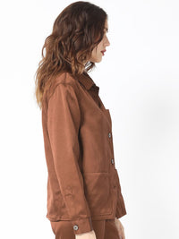 RAREISM Spread Collar Boxy Satin Shacket