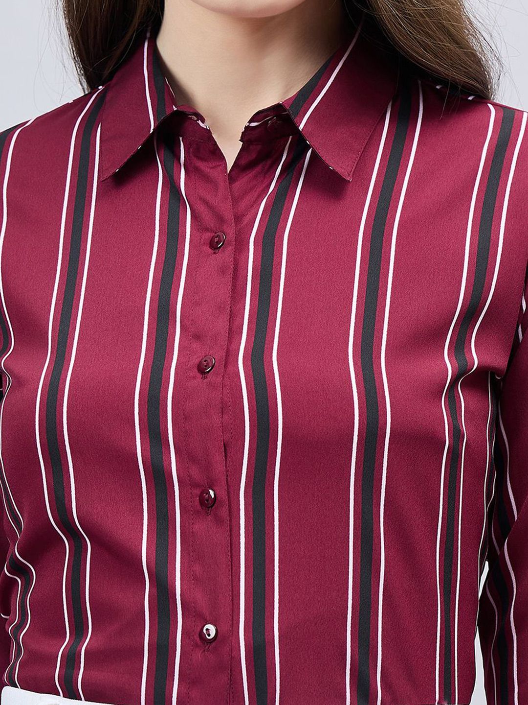 Style Quotient Women Smart Fit Striped Spread Collar Formal Shirt
