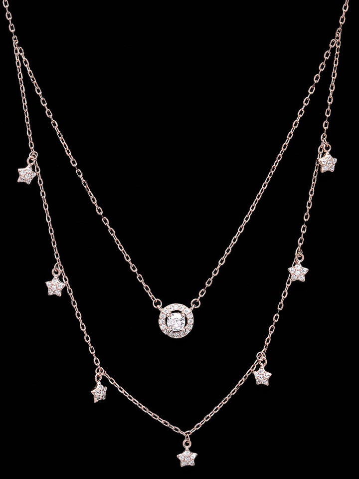 PRIONI Kalung Berlapis Berlapis Emas 925 Sterling Perak Cubic Zirconia Bersalut Emas