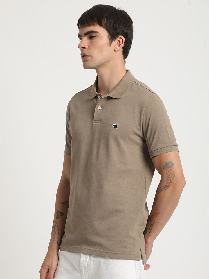 THE BEAR HOUSE Polo Collar Slim Fit Pure Cotton T-shirt