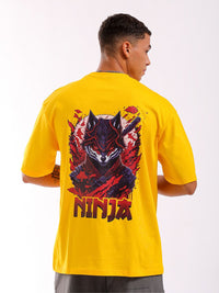 The Indian Garage Co Men Back Printed Round Neck Boxy Oversized T-shirt