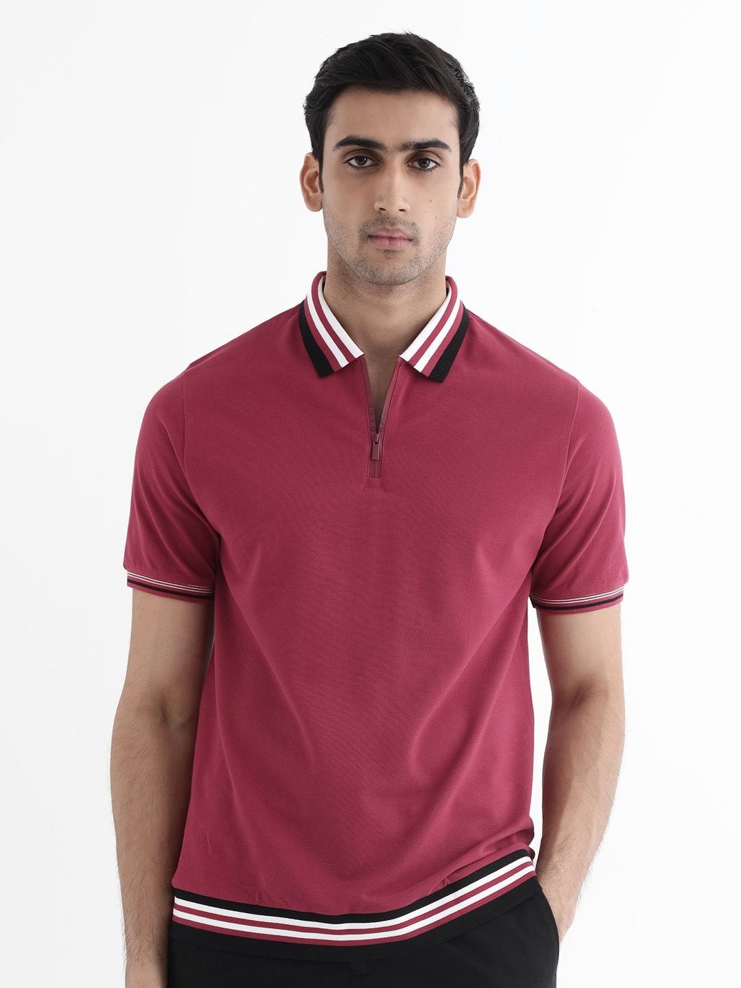 RARE RABBIT Men Polo Collar Regular Fit T-shirt