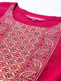 Varanga Brocade Yoke with Gota Detail Kurta with Trouser with Bandhani Printed Dupatta