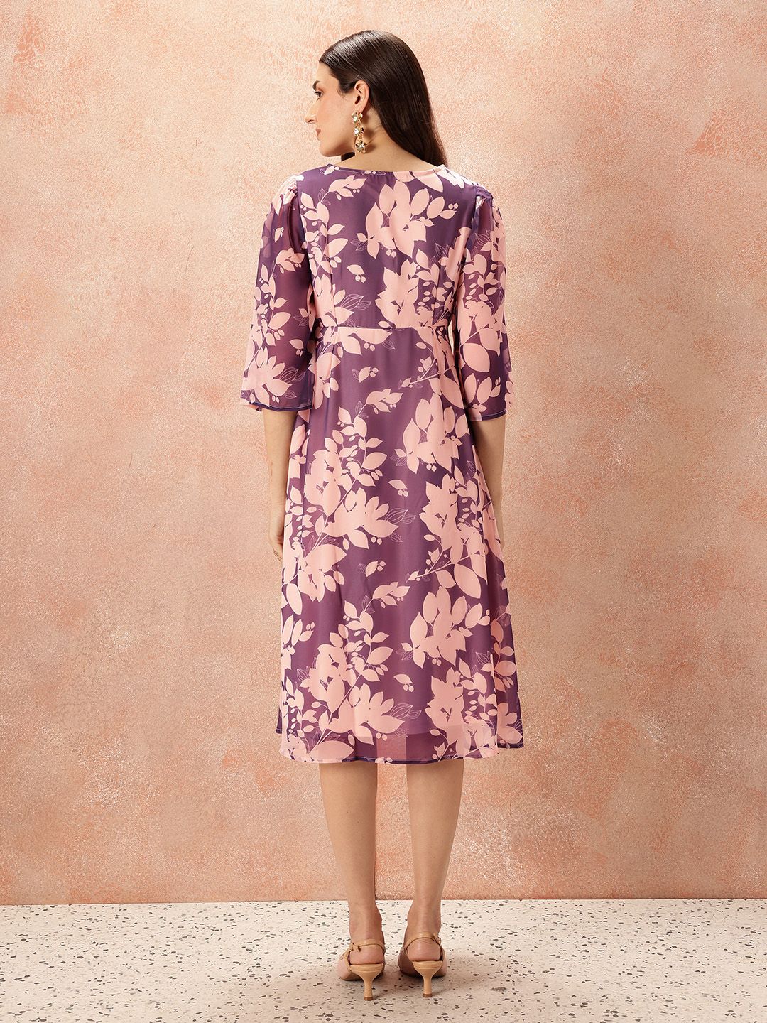 all about you Floral Print Twisted A-Line Midi Dress
