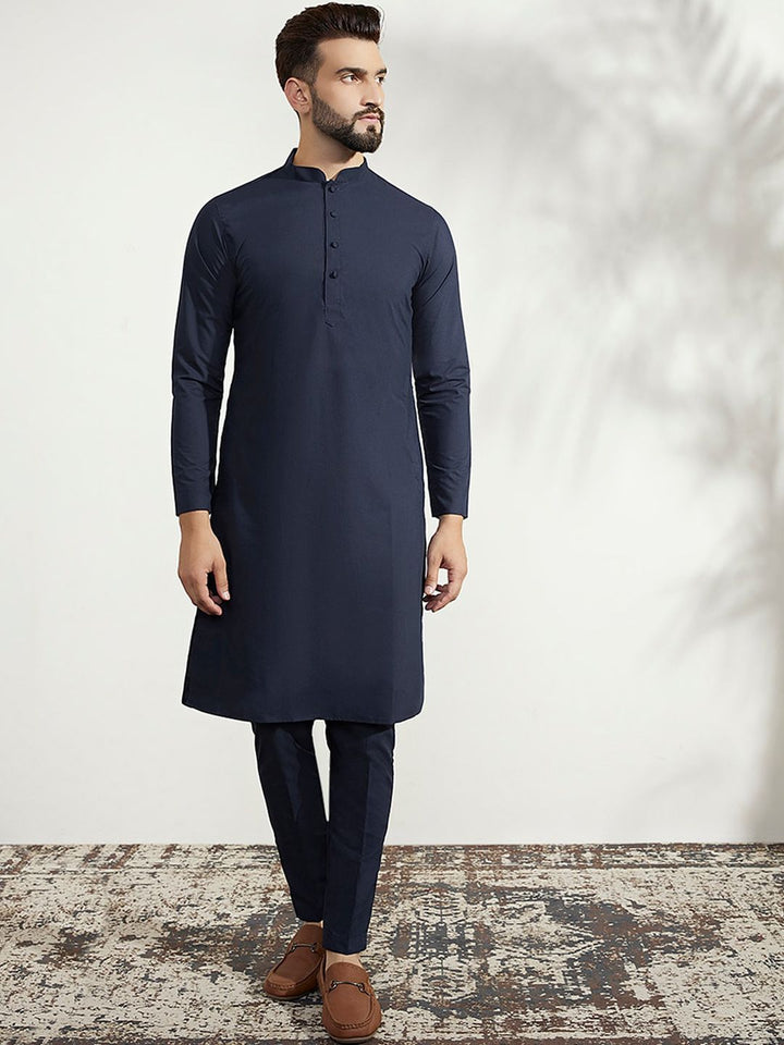 KISAH Men Woven Jacquard Regular Fit Ethnic Motifs Kurta Jacket Trouser Set