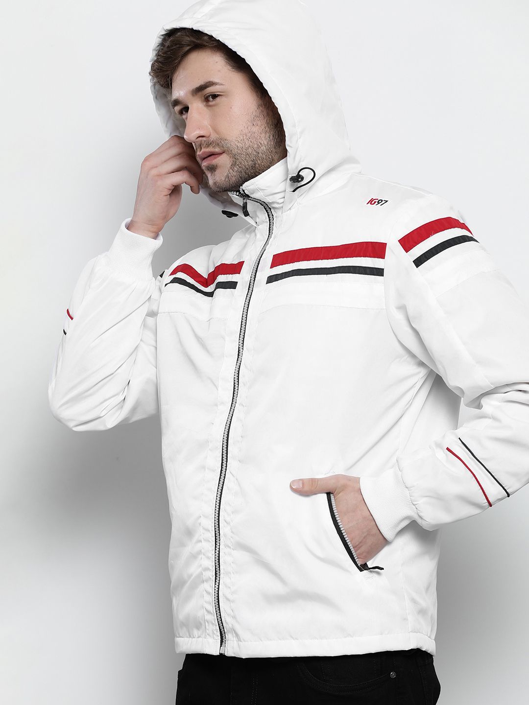 The Indian Garage Co Men White Sporty Jacket