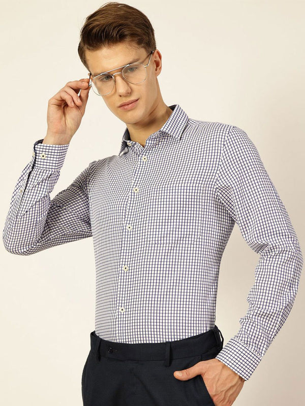 Thomas Scott Men Smart Spread Collar Gingham memeriksa baju formal kapas