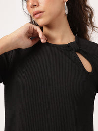 DressBerry Twisted Turn Cut Out Detail Ribbed  Top