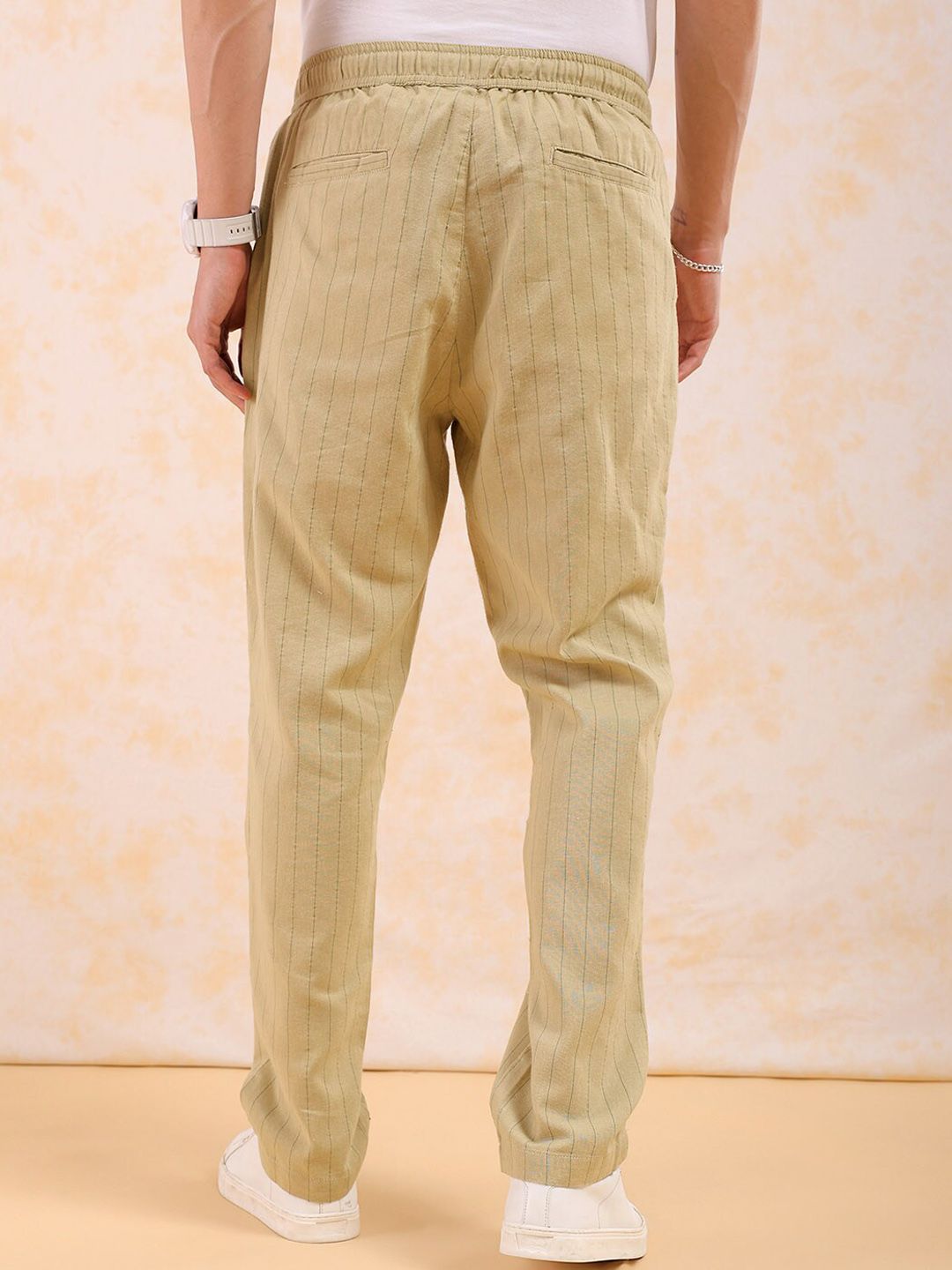 The Indian Garage Co Men Mid-Rise Striped Trousers