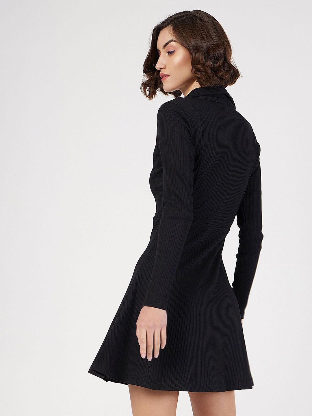 SASSAFRAS Shirt Collar A-Line Mini Dress