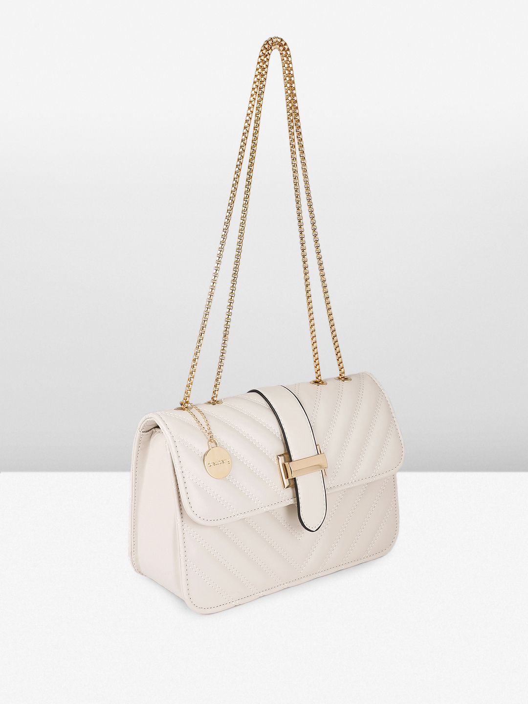 DressBerry Textured Structured Shoulder Bag with Quilted
