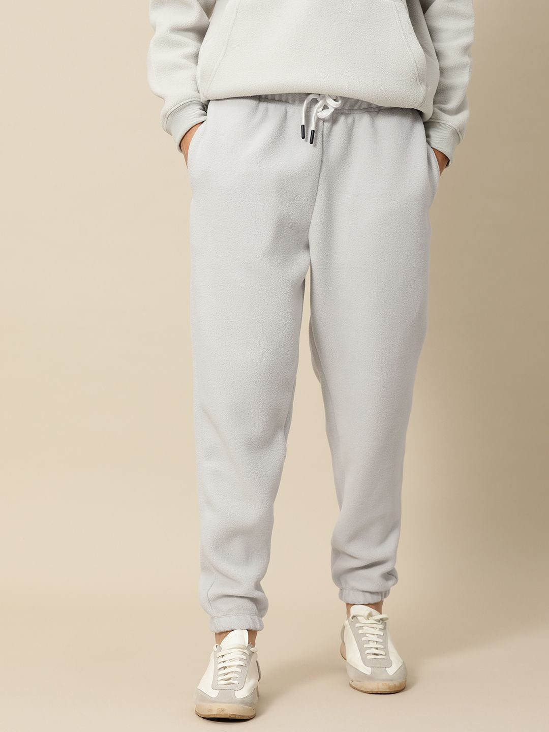 Mr Bowerbird Men Grey Melange Pile Fleece Joggers