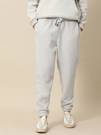 Mr Bowerbird Men Grey Melange Pile Fleece Joggers