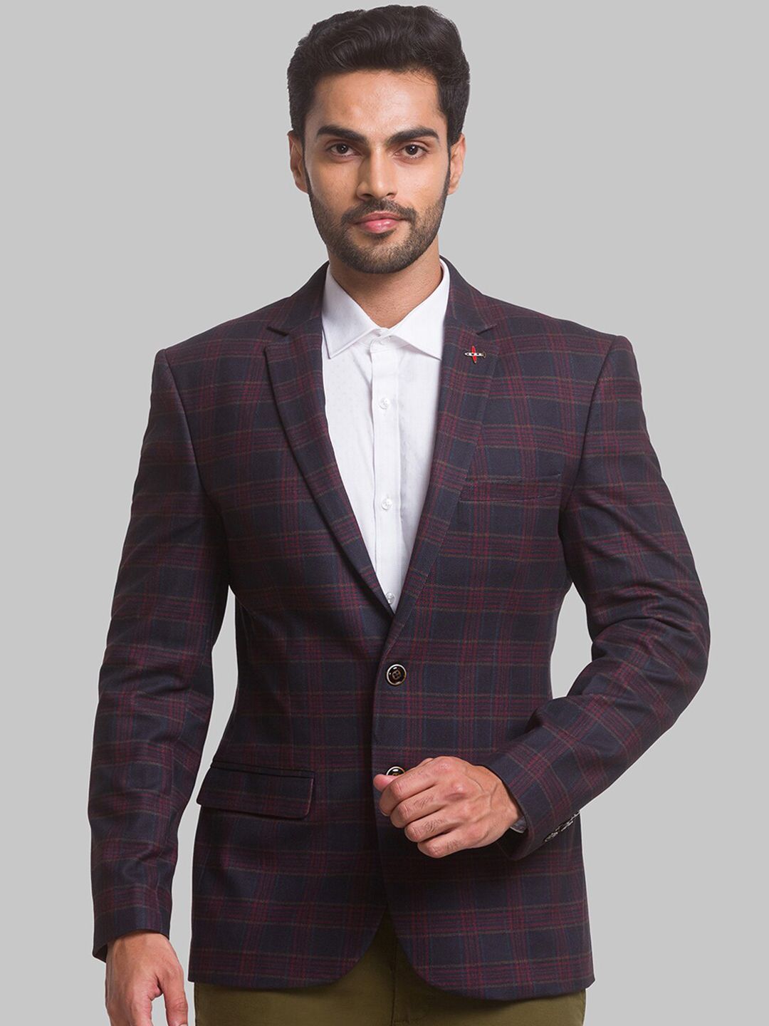 Park Avenue Men Checked Single Breasted Blazers