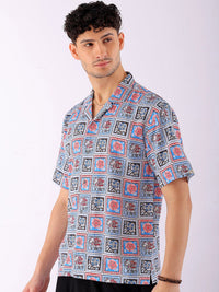 The Indian Garage Co Men Relaxed Fit Indie Geo Mosaic Printed Resortwear Shirt