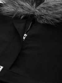 DressBerry Women Black Solid Faux Fur Collared Longline Overcoat