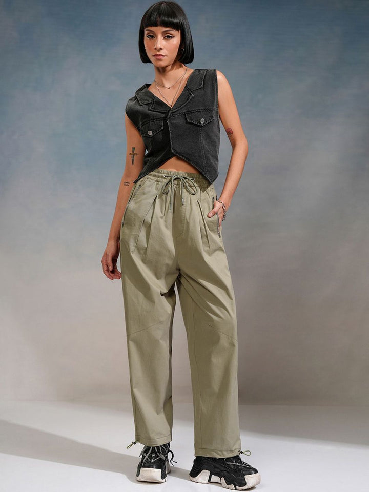 Tokyo Talkies Women Solid Streetwear Barrel Fit Trouser