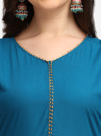 KALINI Women Blue Anarkali Kurta With Dupatta