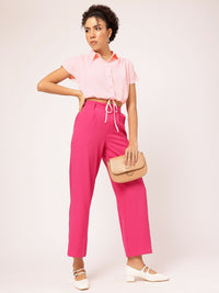 DressBerry Classic LBD Tie-Up Waist Ruched Crop Shirt Style Top