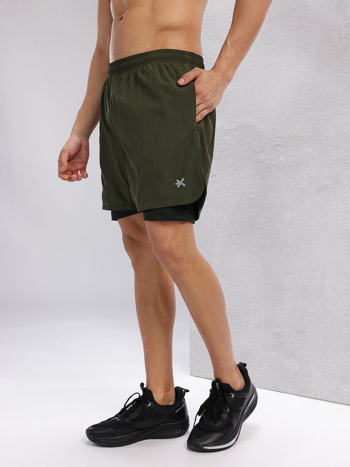 HRX by Hrithik Roshan Men Rapid-Dry Training Shorts With Inner Tights