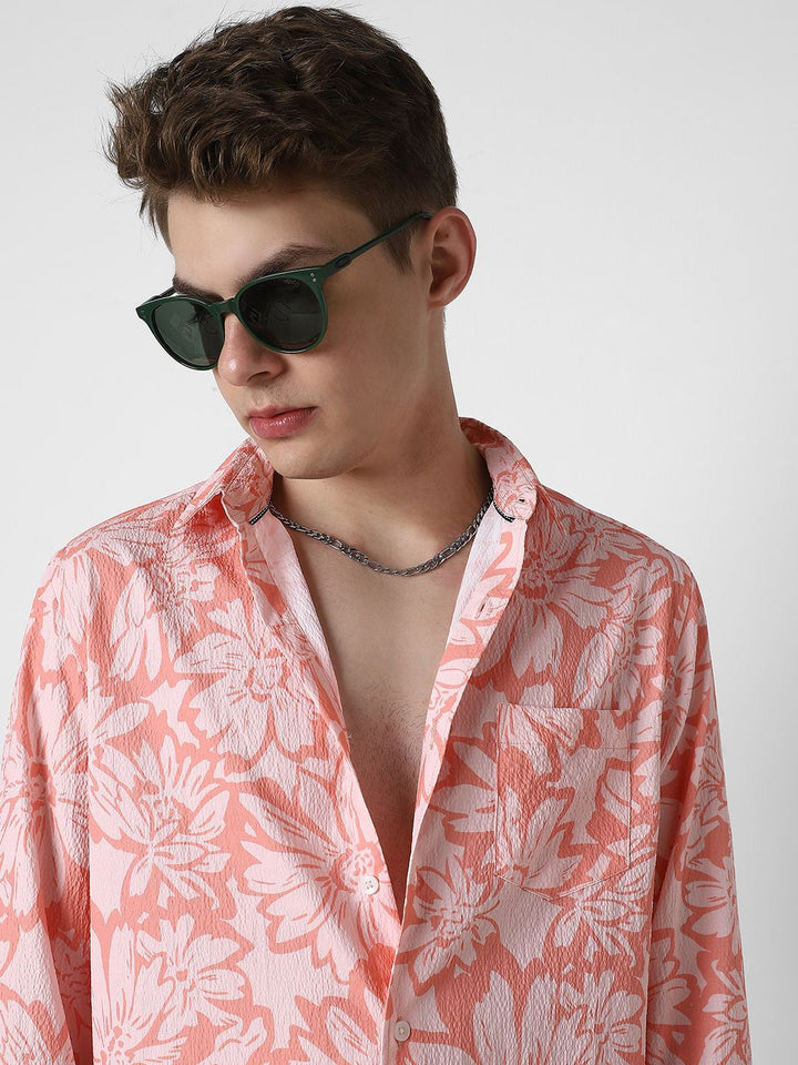 VASTRADO Men Classic Slim Fit Floral Opaque Floral  Printed Casual Shirt