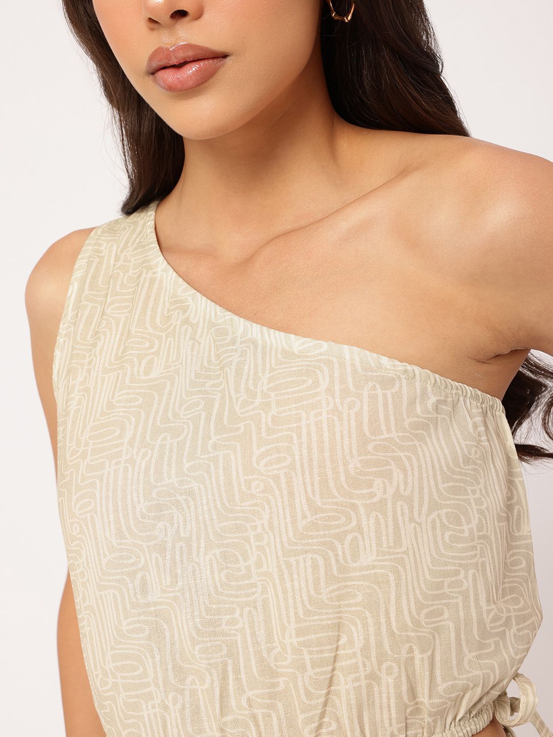 DressBerry Adorable Allure One-Shoulder Tie-Up Printed Co-Ords