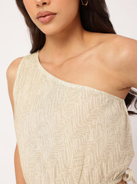 DressBerry Adorable Allure One-Shoulder Tie-Up Printed Co-Ords