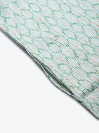 SOJANYA Men Sea Green & Beige Pure Cotton Geometric Printed Kurta