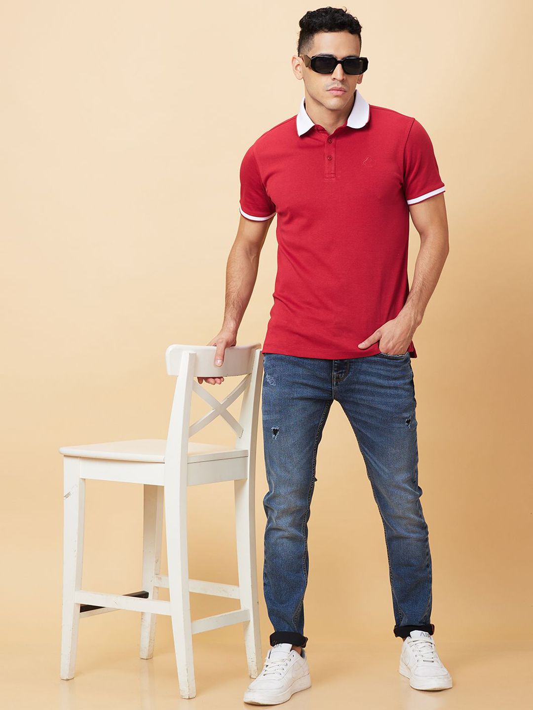 Being Human Men Slim Fit Low Distress Light Fade Jeans