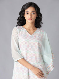 W Women Floral Printed Gotta Patti Kurta with Leggings