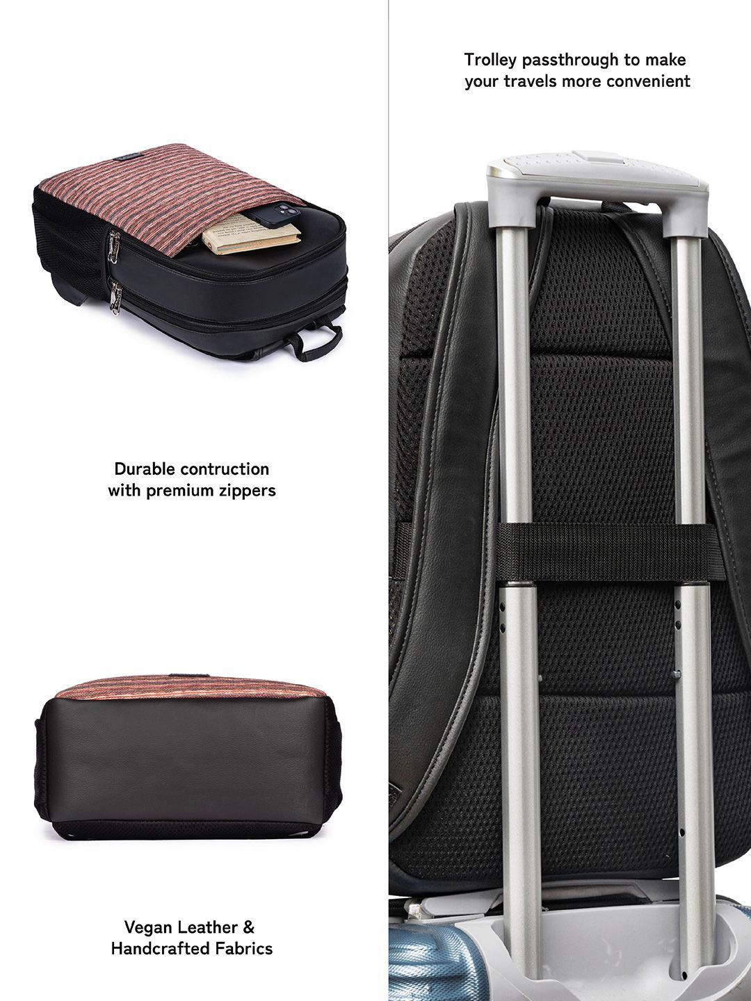 ZOUK Unisex Striped Water Resistance Backpack Up To 16 Inch